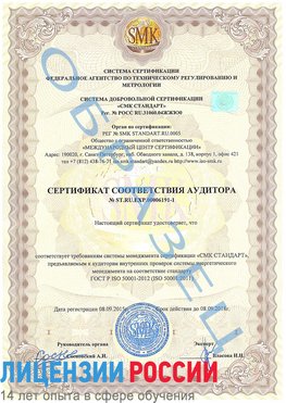 Образец сертификата соответствия аудитора №ST.RU.EXP.00006191-1 Жуковка Сертификат ISO 50001